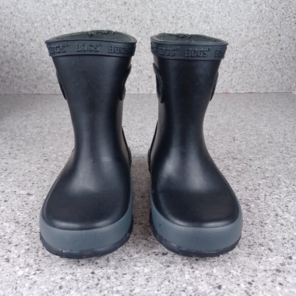 BOGS Skipper Black Waterproof Kids Rain Boots Shoes - Picture 4 of 10